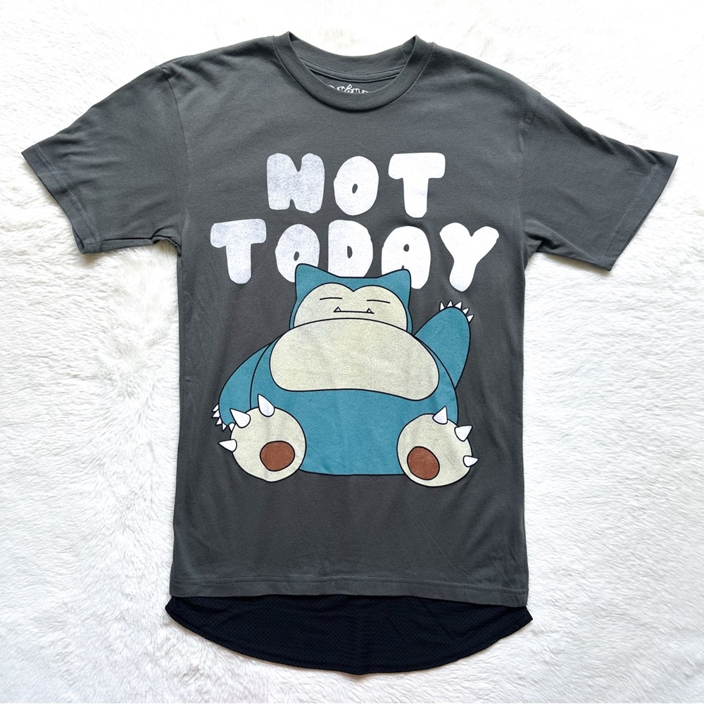 Pokemon Snorlax Not Today Graphic Tee Crewneck Short Sleeve Shirt
